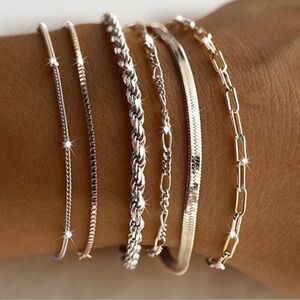 6 Piece Set Of 925 Sterling Silver Bracelets